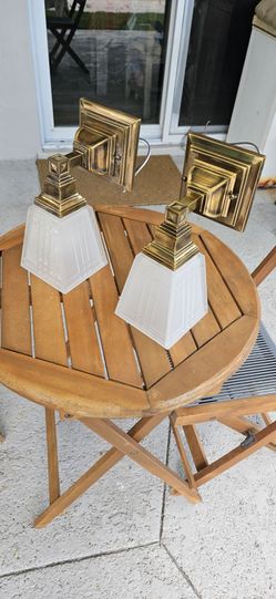Antique Brass Wall Sconces - Art Deco/Mission Style (Pair)