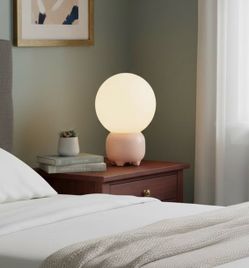 Arturesthome Small Boho Table Lamp for Living Room,Bedroom Side/End Table Side Table LED Lamp Shade for Reading Study Pink