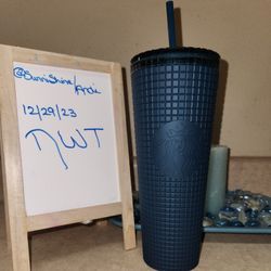 Starbucks Winter 2023 - Navy/Teal Blue Soft Touch Grid Tumbler Venti, NWT