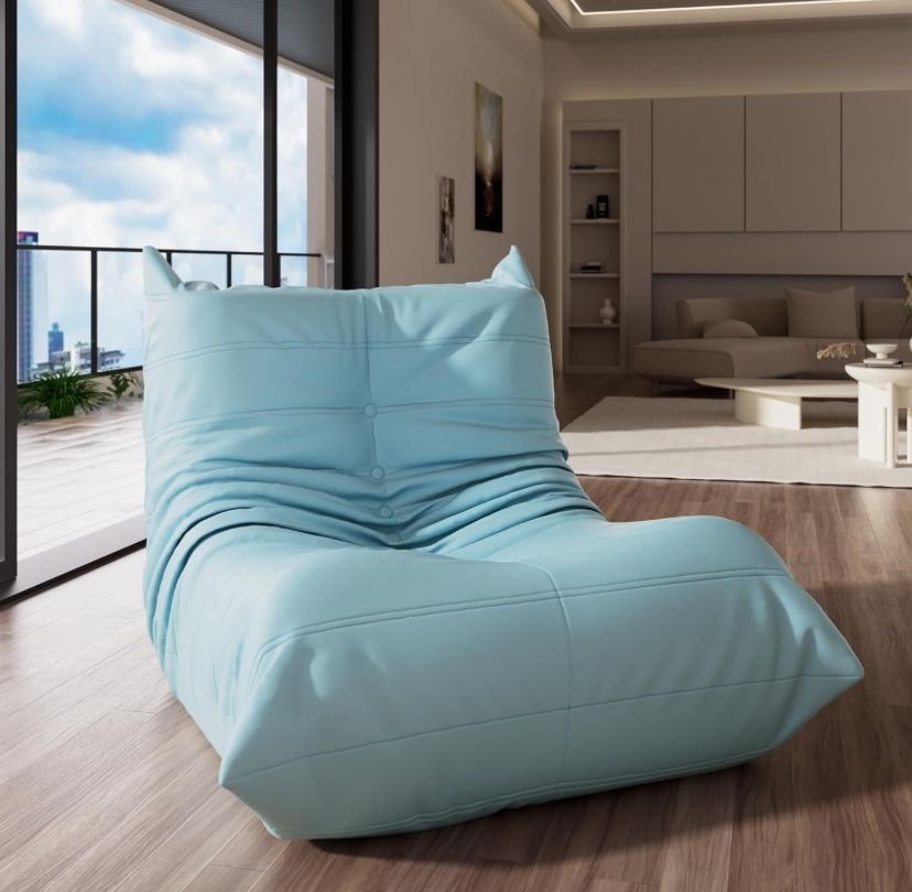 Giant Bean Bag Chairs, Memory Foam Lounge Chairs with Ergonomic Design, Synthetic Leather Bean Bag Sofa for Living Room, Bedroom and Gaming Room