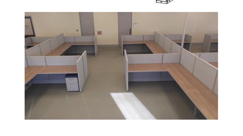 Office cubicles with cabinets