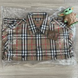 Supreme Burberry Denim Trucker Jacket Beige Small