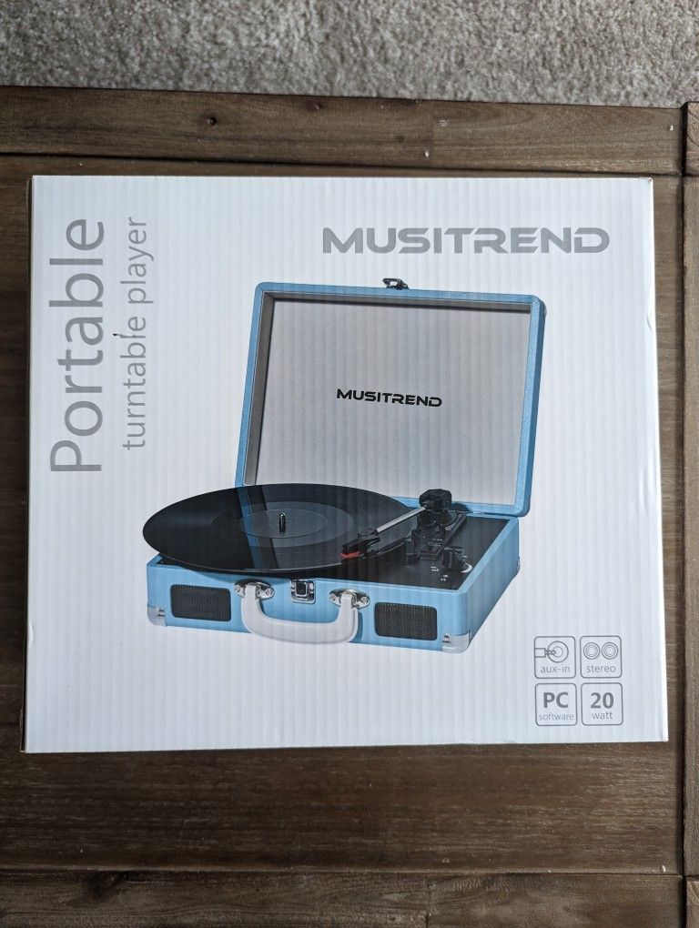 New Musitrend Blue MT316 Portable Turntable Player