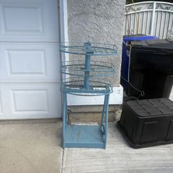 Sturdy Iron Mid Century  4ft Tall Rack With Many Shelves For Plants Etc  On Patio In Garage 