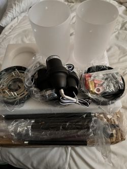 Mini Pendant Light Set of 2, Modern Black Opal White Glass