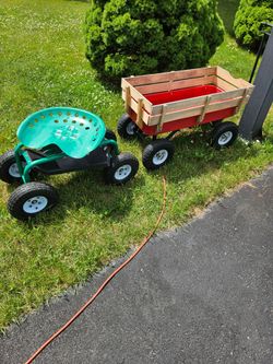 Garden Cart adjustable seat and red wagon all $100
