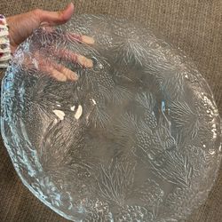 Glass Christmas Pine Serving Platter