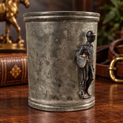 Vintage Stieff Pewter P100-16 Washington Camp Cup Applied Jockey Figure
