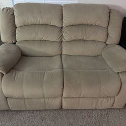 Beige Recliner Loveseat Sofa 