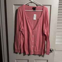 Lane Bryant Long Sleeves V Neck Button Front Cardigan Pink Size 22/24 NWT