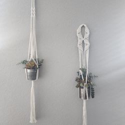 4 Macrame Hanging Faux Plants/Succulents