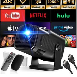[Built-in App] Mini Projector 1920*1080P 4K Support with Mouse, WiFi, and Bluetooth