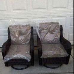 Two-piece Patio Swivel Rocking Chairs Swivel Chairs Rocking Chairs Brand New Available In Light Gray Dark Gray Or Brown Cushions 🚚✈️🚛🆕