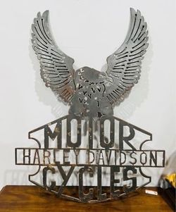 Large Steel Harley Davidson Logo Decor Wall Hanging Metal Wall Art