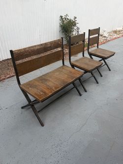 SOLID WOOD CHAIRS - (SET OF 3) - BENCH.