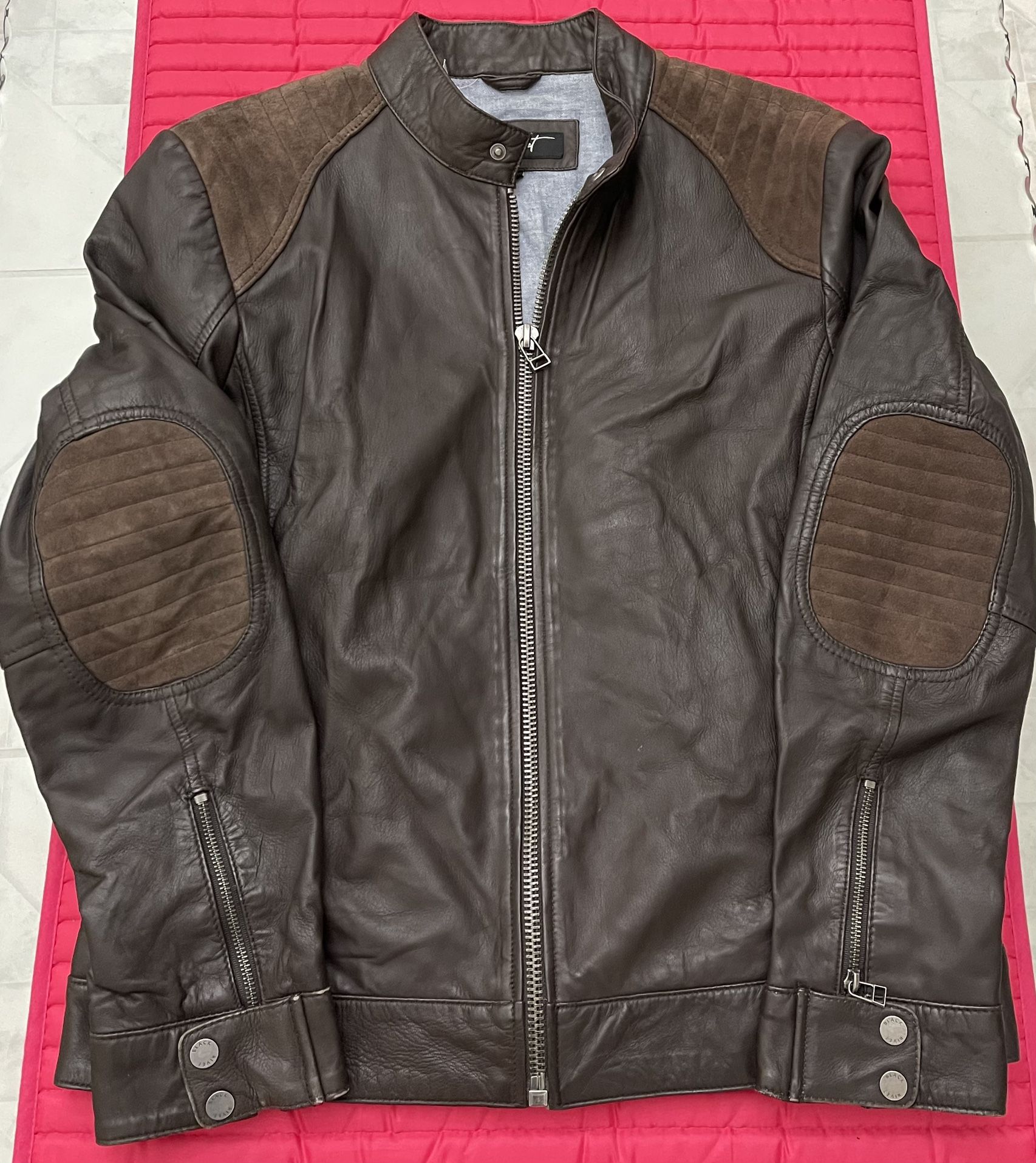 Men's Black Rivet genuine Leather Jacket L Brown - Excellent