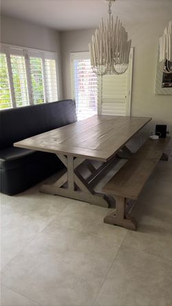 Farmhouse table and bench