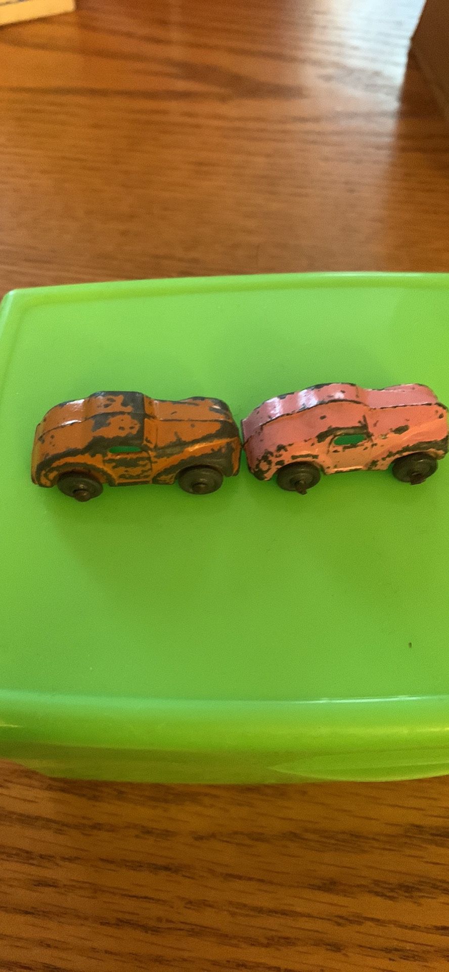 Lot of 2 Vintage 1940's 1950's Mini Cast Toy Car Original Paint Coupe 1.5"