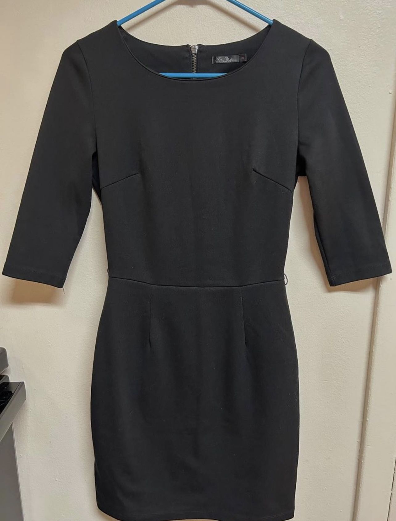 Kira Plastinina- Black Stretchy Cotton Fitted Pencil Dress Size XS