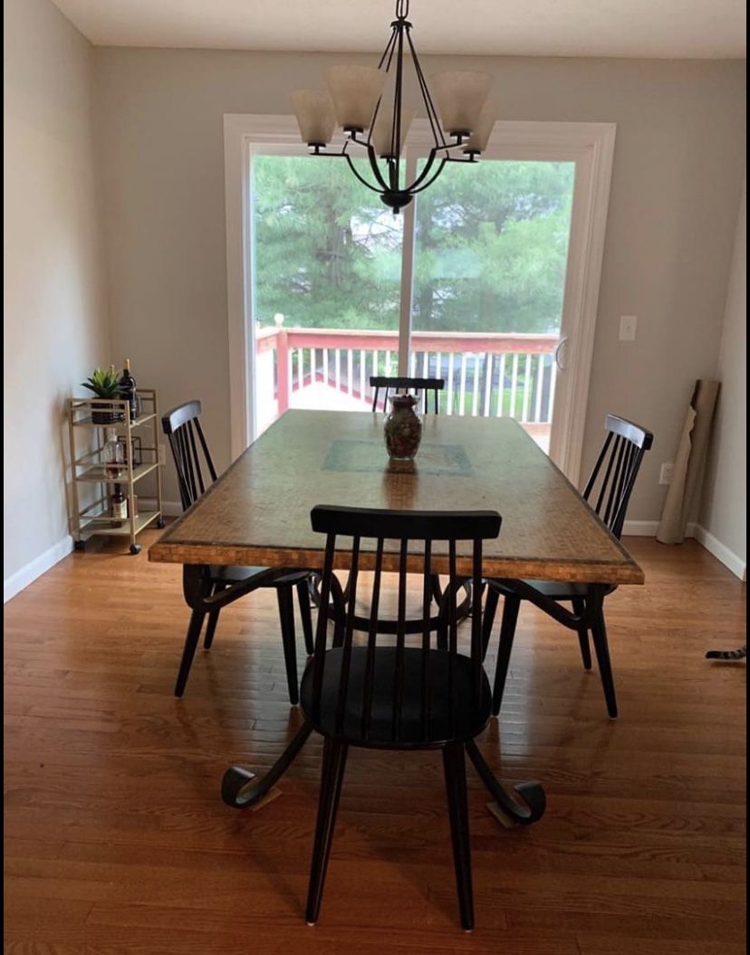 Dining Room Table with Black Iron Frame