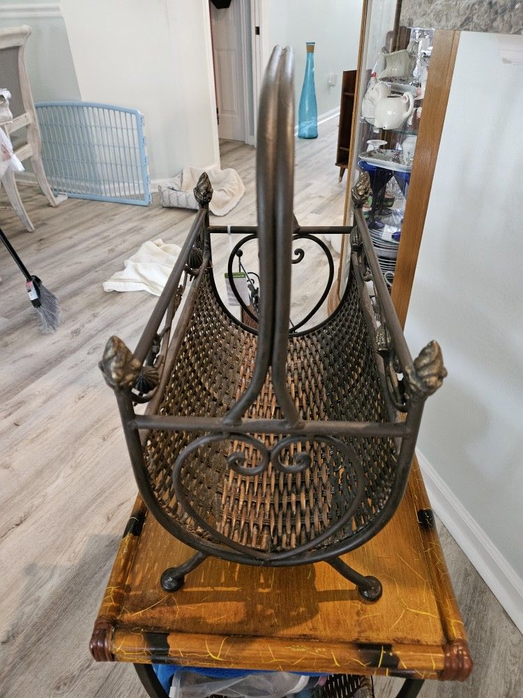 Wicker Wrought Iron Magazine Or Other Use 20 Obo