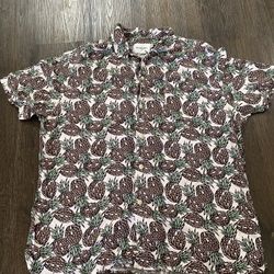 Men’s Pineapple Button Shirt Size Large Goodiellow #16