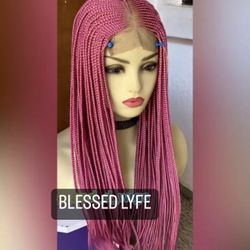 Pink Hand Made Braided Wig 