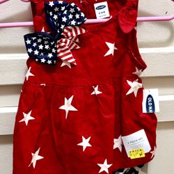 NWT 2pc Red White Blue Romper 6-12 Month