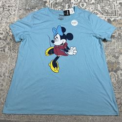 Disney Minnie Mouse Women’s Shirt Size 1X Graphic Print Short Sleeve Blue 