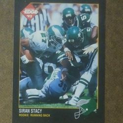 1992 Collector's Edge Siran Stacy Philadelphia Eagles #185 Rookie RC Running Back Update Football Card Collectible Vintage Sports NFL Trading Pro