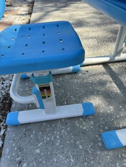 VIVO Blue And White Height Adjustable Children's Desk and Chair Set | Kids Interactive Workstation
