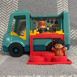 Fisher-Price Little People Musical Toddler Toy Serve It Up Food Truck Vehicle with 2 Figures for Pretend Play Kids Ages 1+ Years