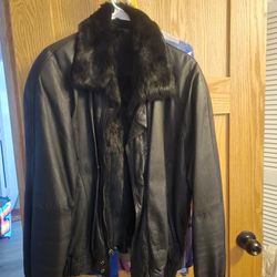 Real Leather Jacket  With Zip In/Out Rabbit Liner 