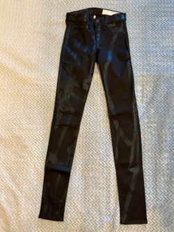 rag & bone/JEAN Coated Legging Jeans Black Print, Size 23 - Made in USA