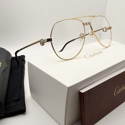 Cartier Vendome Santos 24K Gold/Clear Wire Vintage Glasses