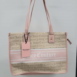 *NWT* Juicy Couture Fashionista Monogram Tote Shoulder Bag - Beige + Pink 