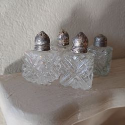 Antique Crystal Salt & Pepper Shakers