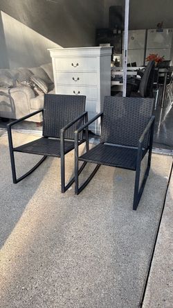 Outdoor Wicker Rocking Chairs Set of 2