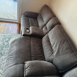 Reclining Sofa + Matching Recliner Set (3 Pieces) – Cupholders, Storage & USB