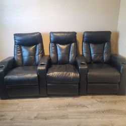 Black leather sofa recliner 