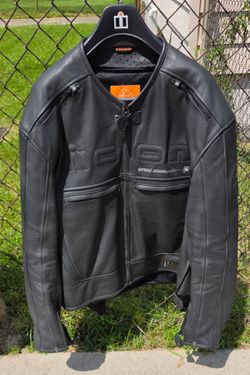 Black Leather Icon Motorcycle Jacket sz 4X