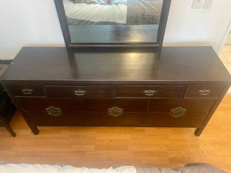 Ten Drawer Dresser with Mirror and Nightstand