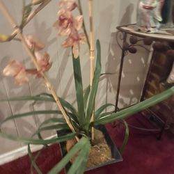 large tall 36” Orchid in pot silk, 