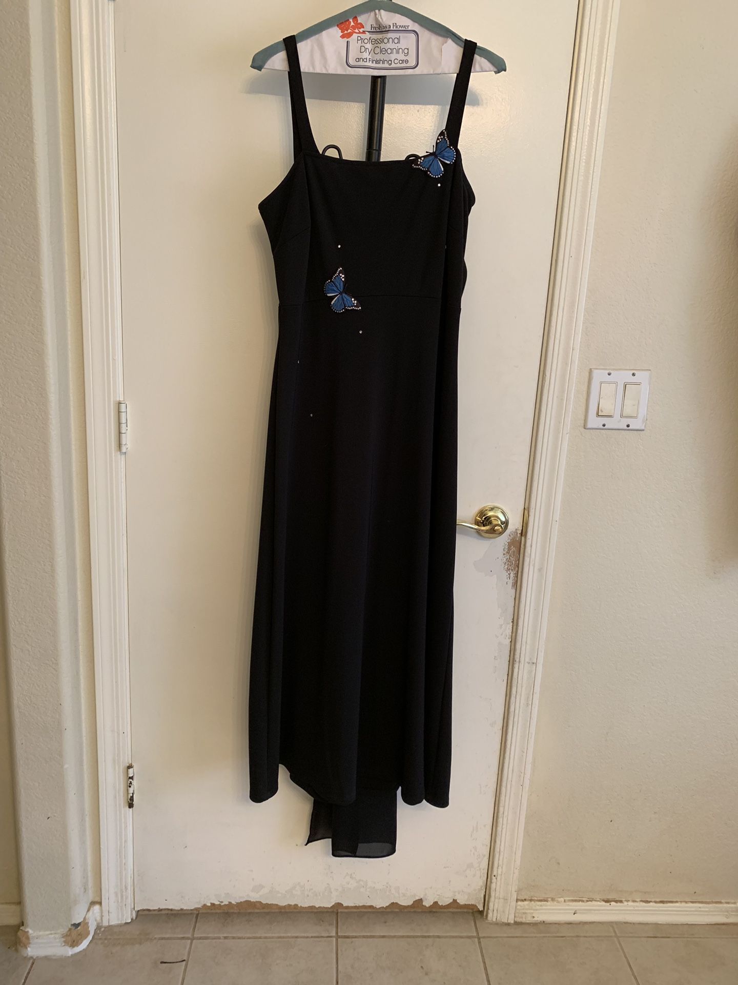 Black with butterfly homecoming/prom dress