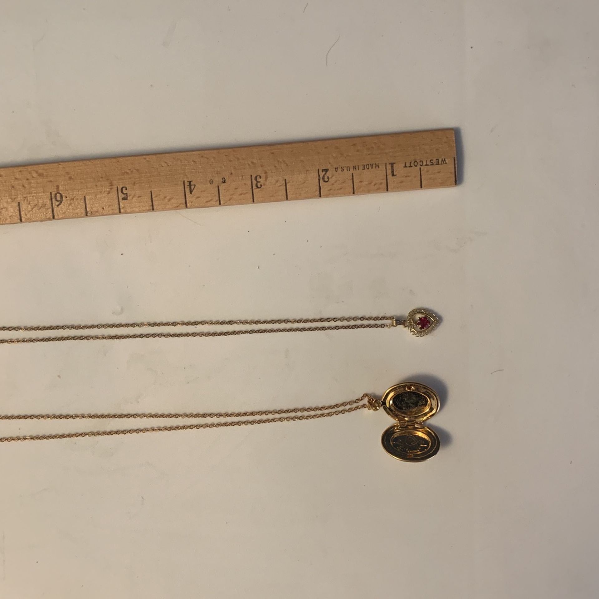 Locket For Pictures And Red Heart Necklace