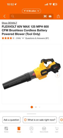 New FLEXVOLT 60V MAX 125 MPH 600 CFM Brushless Cordless Battery Powered Blower (Tool Only)