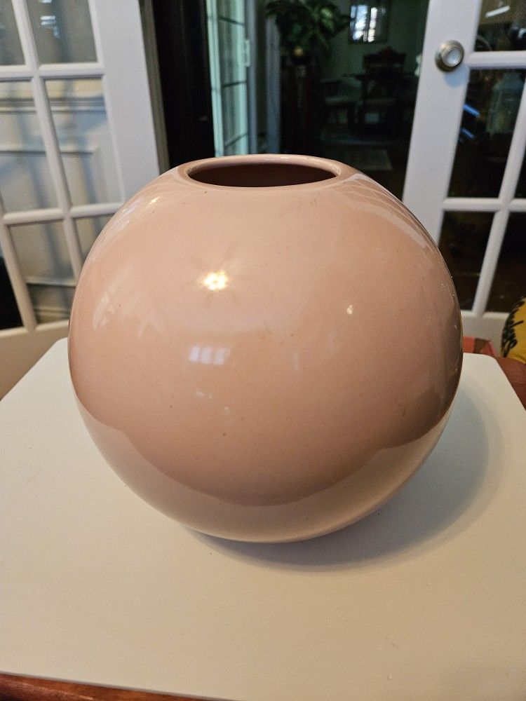 Vintage Haeger Pottery American Made Peach Round Ball Vase #4306 C.1986