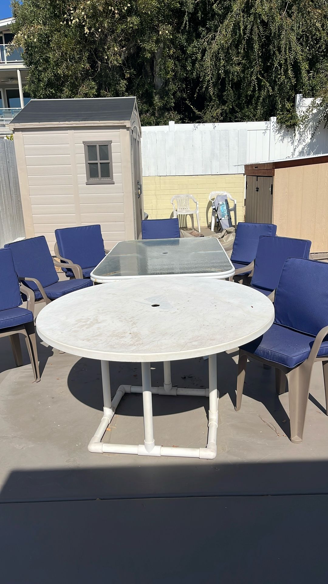 Must Go! Two Patio Tables & 7 Chairs