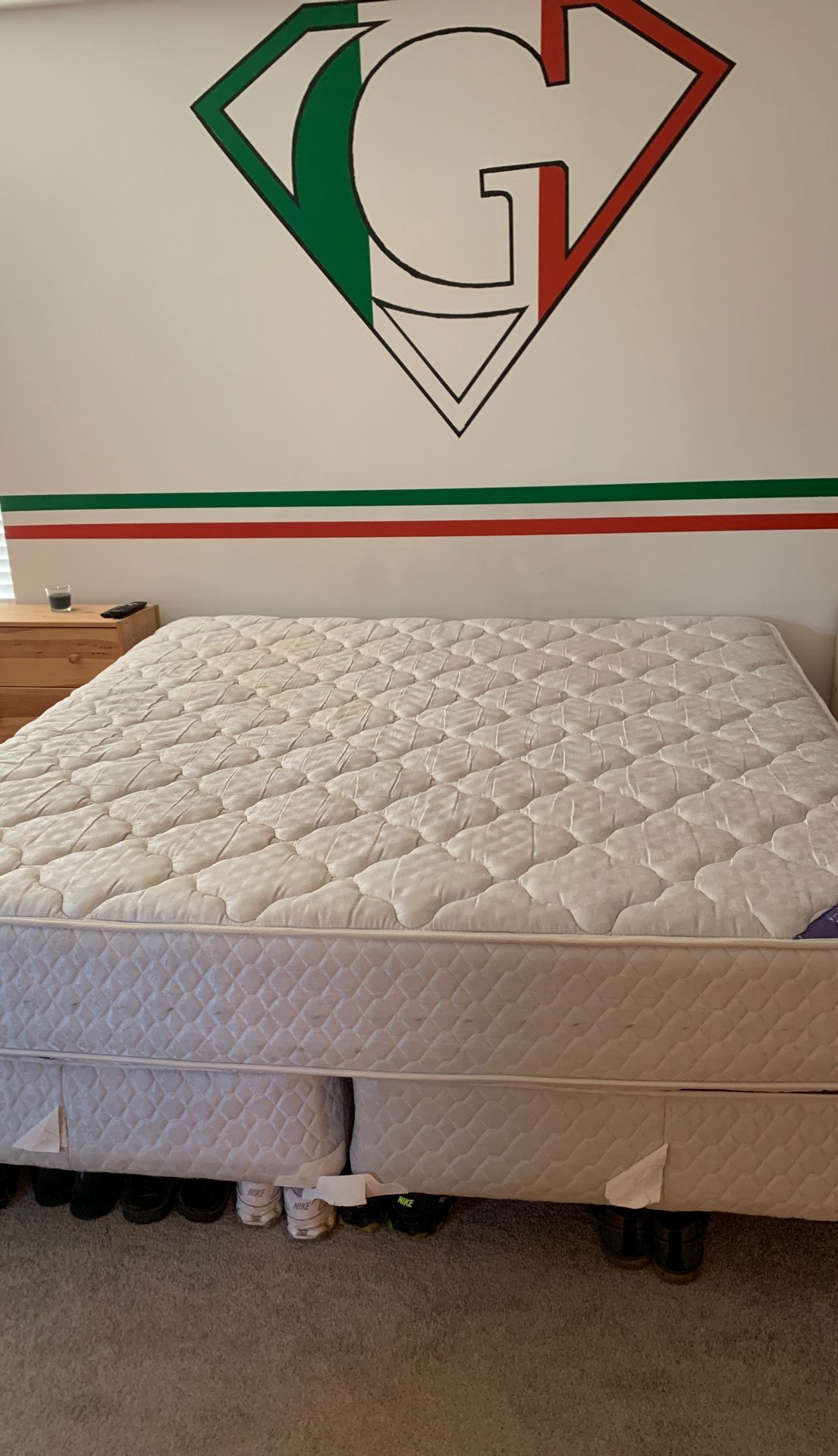 King Size Mattress And Box, Frame included
