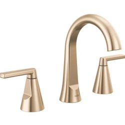 Delta Sparrow Gold Champagne Bronze Widespread 2-handle WaterSense Mid-arc Residential Handle Ba...